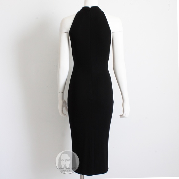 Dolce & Gabbana Dress Black Jersey Buckle Collar Keyhole Chest Wiggle Bodycon - Picture 8 of 9